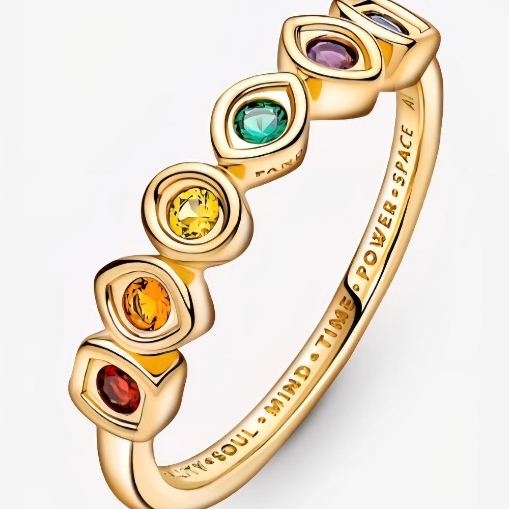 Pandora Gold and Red Gemstone Ring